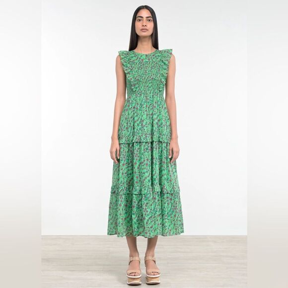 Banjanan Iris Tiered Ruffled Dress, Organic Cotton, NWT, Size L - Picture 9 of 9